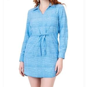Shore To Summit Sun Protection Blue Dress Abstract Mountain Womens Medium
